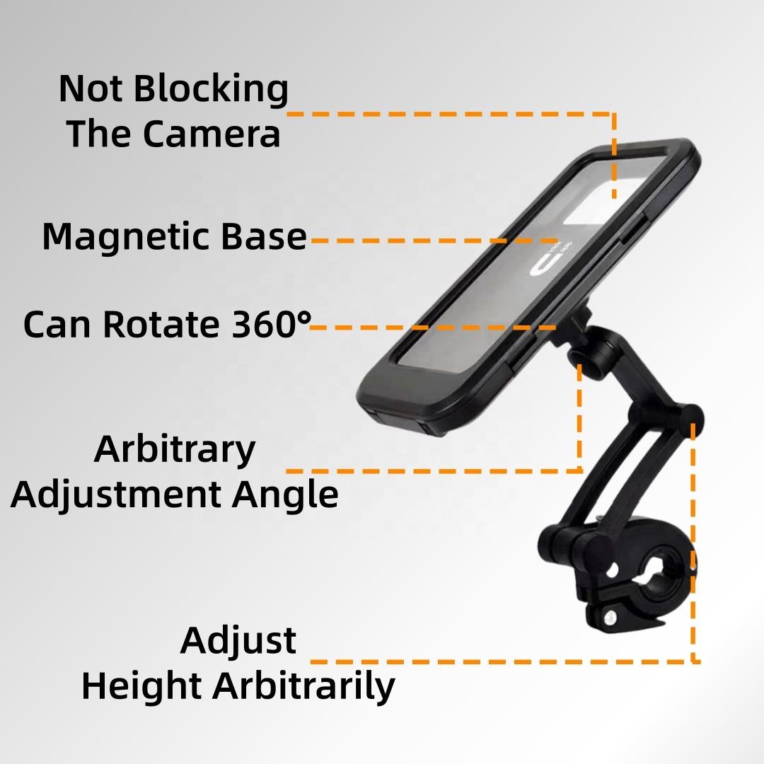 Waterproof E-Bike Phone Holder with 360° Rotation