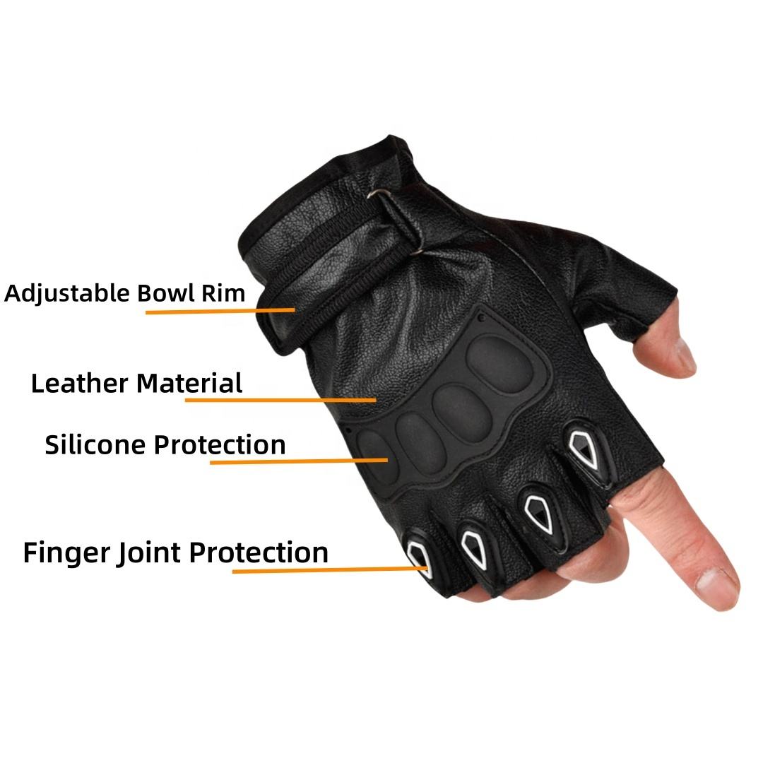 Leather Half-Finger Riding Gloves