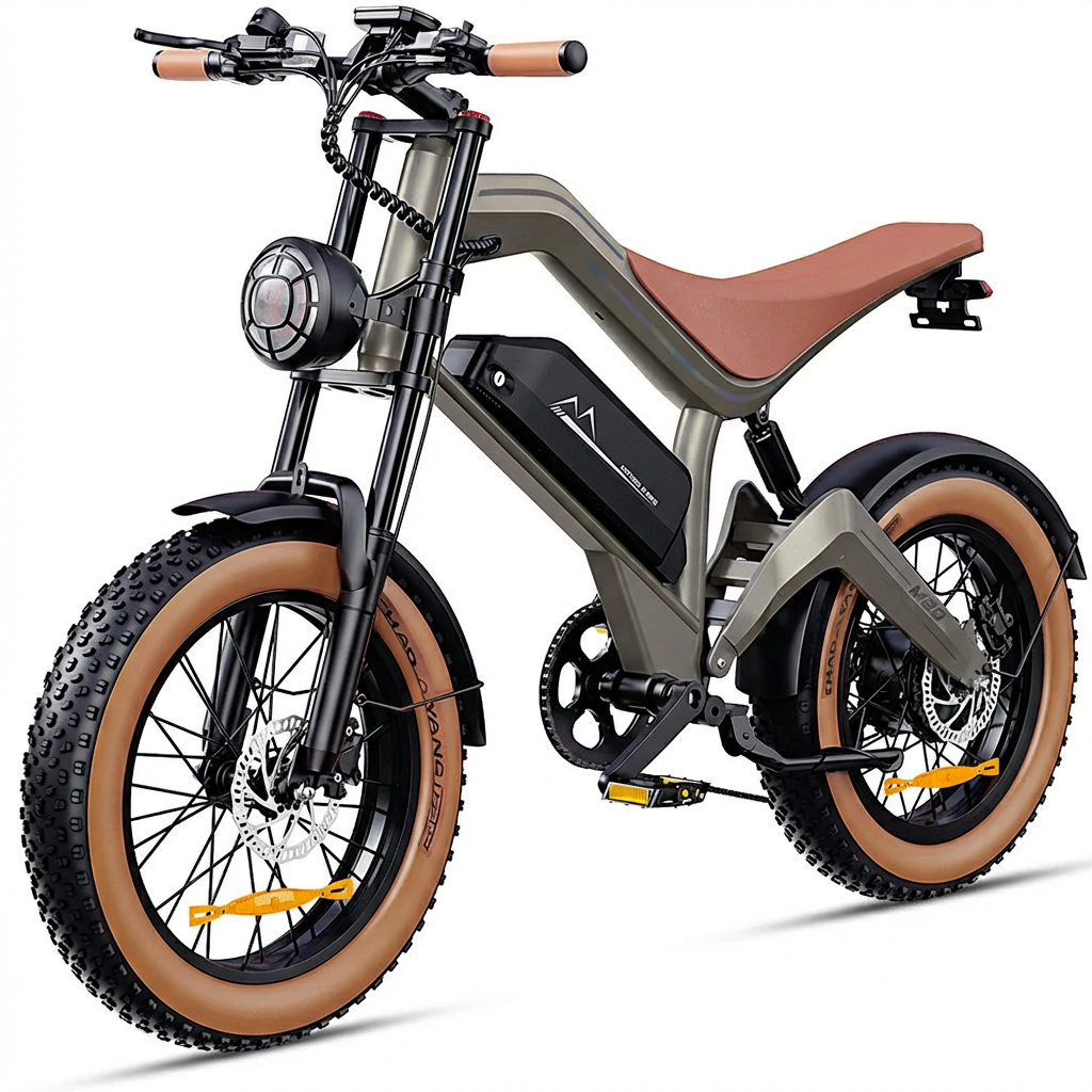 BROWN M20 Electric Moped-Style E-Bike – 750W 48V Long Range Fat Tire