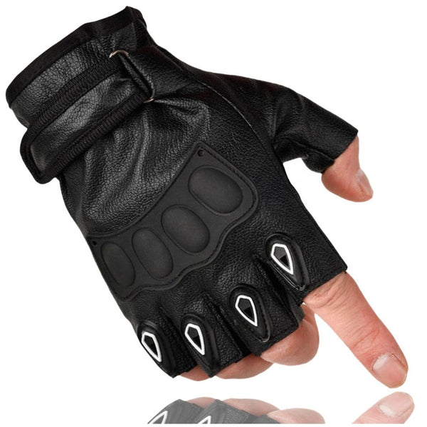 Leather Half-Finger Riding Gloves